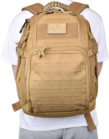 حقيبة ظهر تكتيكية عسكرية سعة 40 لتر للرجال، حقيبة ظهر للعمل من Molle EDC للمشي لمسافات طويلة، حزمة هجوم للجيش 3 أيام وحقيبة للحشرات مع حجرة المثانة المائية (05-كاكي) in Kuwait