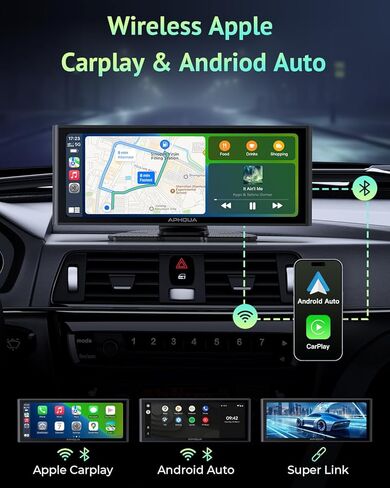 [2025] شاشة لمس Apple Carplay&Android Auto مقاس 9.26 بوصة مع كاميرا أمامية بدقة 4K + كاميرا خلفية بدقة 1080 بكسل، شاشة تشغيل السيارة - صندوق Carplay - رابط فائق، بلوتوث، ملاحة GPS، مستشعر G، تسجيل مزدوج الحلقة، رابط مرآة in Kuwait
