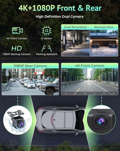 [2025] شاشة لمس Apple Carplay&Android Auto مقاس 9.26 بوصة مع كاميرا أمامية بدقة 4K + كاميرا خلفية بدقة 1080 بكسل، شاشة تشغيل السيارة - صندوق Carplay - رابط فائق، بلوتوث، ملاحة GPS، مستشعر G، تسجيل مزدوج الحلقة، رابط مرآة in Kuwait
