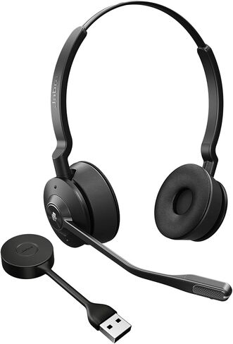 Jabra Engage 55 SE (Second Edition) Dual-Ear Wireless Headset w/Link 400 USB-A DECT Adapter – Noise-Cancelling Microphone, Extensive Range – MS Teams Certified, Works with All Other Platforms, Black in Saudi Arabia