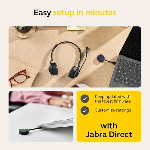 Jabra Engage 55 SE (Second Edition) Dual-Ear Wireless Headset w/Link 400 USB-A DECT Adapter – Noise-Cancelling Microphone, Extensive Range – MS Teams Certified, Works with All Other Platforms, Black in Saudi Arabia
