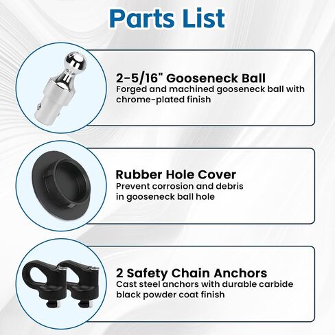 60618 Puck System Gooseneck Hitch Ball Kit, for 2013-2023 Dodge RAM 2500 3500, 2-5/16 Inch Gooseneck Ball for Truck Bed with 2 Gooseneck Safety Chain Anchors(30000 lbs GTW/ 7500 lbs VTW)Carrying Case in Saudi Arabia