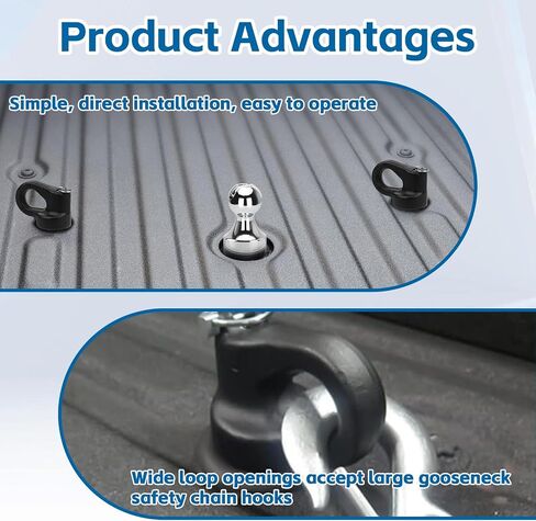 60618 Puck System Gooseneck Hitch Ball Kit, for 2013-2023 Dodge RAM 2500 3500, 2-5/16 Inch Gooseneck Ball for Truck Bed with 2 Gooseneck Safety Chain Anchors(30000 lbs GTW/ 7500 lbs VTW)Carrying Case in Saudi Arabia