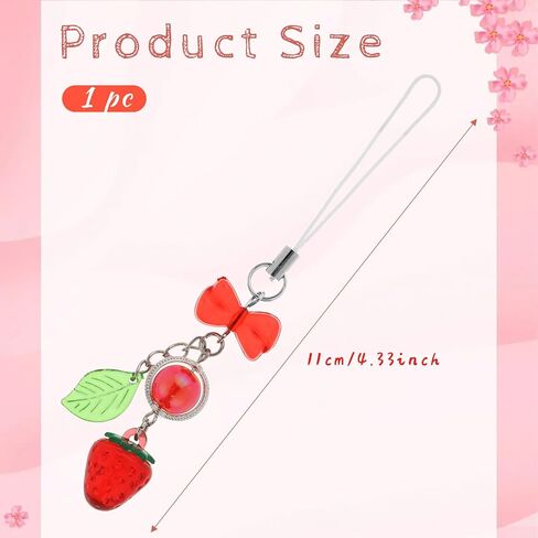 2 PCS Styquenzer Strawberry Cute Phone Charms Strap Delicate Cell Phone Charms Straps for Phone Charms Y2k Aesthetic Charm Strawberry Charms Phone Keychain for Phone Keychain Camera Phone Chain Decor in Saudi Arabia