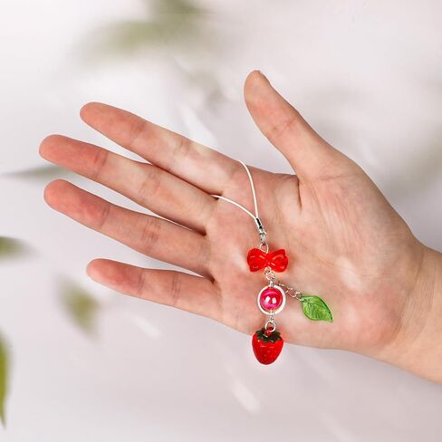 2 PCS Styquenzer Strawberry Cute Phone Charms Strap Delicate Cell Phone Charms Straps for Phone Charms Y2k Aesthetic Charm Strawberry Charms Phone Keychain for Phone Keychain Camera Phone Chain Decor in Saudi Arabia