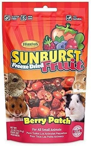 مجموعة متنوعة من Aurora Pet (9) Higgins Sunburst Freeze الفواكه المجففة ومكافآت الحيوانات الصغيرة (3) رقعة توت الفاكهة (3) مانجو التوت البري (3) الأناناس والموز (0.5 أونصة لكل واحدة) مع مناديل AuroraPet in Kuwait