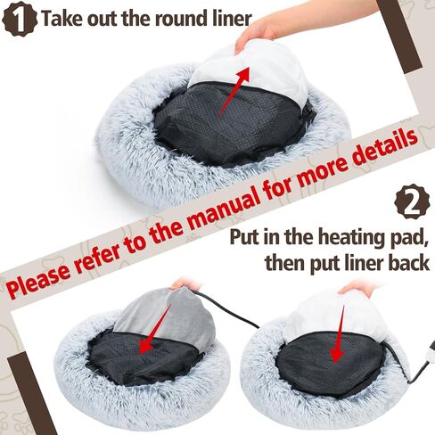 MEWTOGO 19.7in Heated Cat Bed with Hooded Cover - Warm & Soft Cat Cave Bed with Pet Heating Pad, 6 Levels Adjustable Temp & Timer, Washable for Small Pets Up to 16.5lb and Cat Gifts in Saudi Arabia