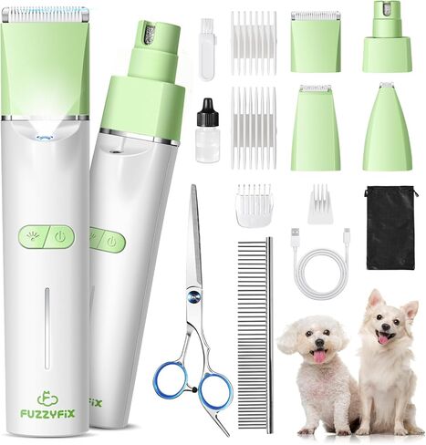 Dog Grooming Kit with LED Light, 4 in 1 Pet Clippers for Cordless Electric Cat Paw Trimmer Dog Nail Grinder, Professional Grooming Supplies for Cat Matted Hair and Small Dogs Thick Coats in Saudi Arabia