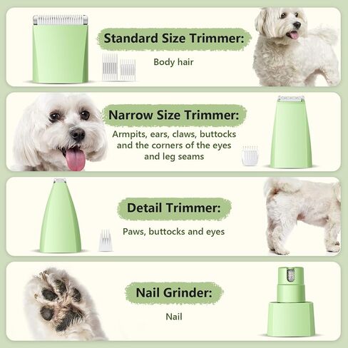 Dog Grooming Kit with LED Light, 4 in 1 Pet Clippers for Cordless Electric Cat Paw Trimmer Dog Nail Grinder, Professional Grooming Supplies for Cat Matted Hair and Small Dogs Thick Coats in Saudi Arabia