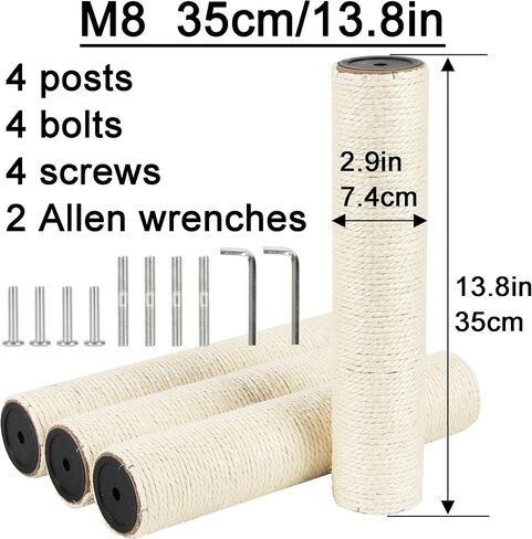 4 قطع عمود خدش شجرة القطط استبدال أجزاء عمود السيزال (M8، 21.7 بوصة/55 سم) in Kuwait