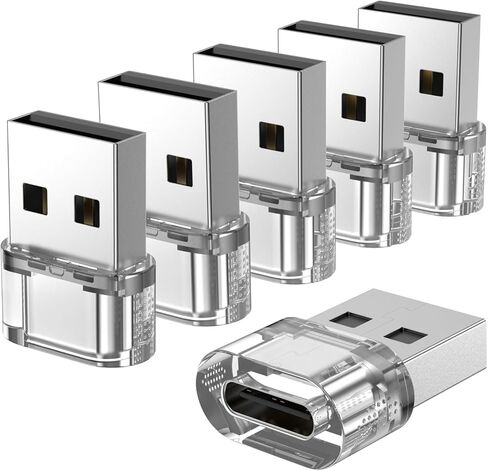 USB Male to USB C Adapter 6 Packs,USB to USB C Super Fast Charging & OTG Function, USB-A totype-C Adapter Compatible with iPhone15 Plus/AirPods Pro/Galaxy S20/ Google Pixel 7 6 5 4 (Green in Saudi Arabia