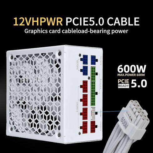 مصدر طاقة SAMA 850 واط - ATX 3.0&PCIe 5.0 وحدة PSU وحدات كاملة - 80 بالإضافة إلى موصلات 12VHPWR ذات كفاءة ذهبية على سلسلة PSU RTX 40، مروحة صامتة ECO FDB، ضمان 10 سنوات in Kuwait