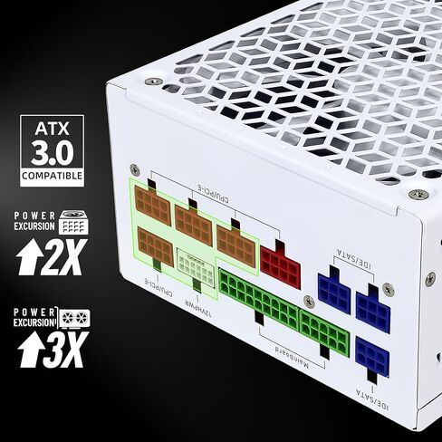 مصدر طاقة SAMA 850 واط - ATX 3.0&PCIe 5.0 وحدة PSU وحدات كاملة - 80 بالإضافة إلى موصلات 12VHPWR ذات كفاءة ذهبية على سلسلة PSU RTX 40، مروحة صامتة ECO FDB، ضمان 10 سنوات in Kuwait