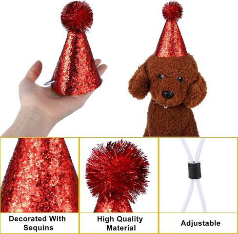 10PCs Dog Birthday Hat for Pets Multicolor Cat Birthday Hat Adjustable Headbands Cute Dog Party Hat with Pompoms Mini Pet Party Hat Accessories for Pets Kittens Dogs Party Decorations Costume in Saudi Arabia
