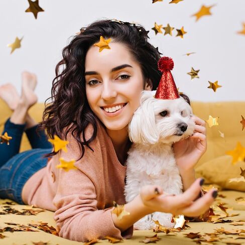 10PCs Dog Birthday Hat for Pets Multicolor Cat Birthday Hat Adjustable Headbands Cute Dog Party Hat with Pompoms Mini Pet Party Hat Accessories for Pets Kittens Dogs Party Decorations Costume in Saudi Arabia