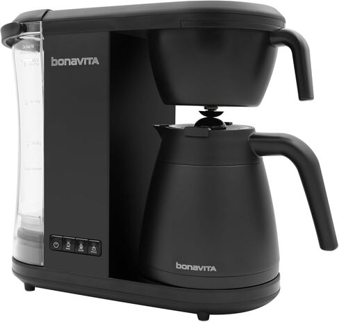 Bonavita Enthusiast 8 Cup Drip Coffee Brewer, Pour Over, SCA Certified Coffee Machine with Thermal Carafe, Stainless Steel Panel, Removable Reservoir, Matte Black in Kuwait