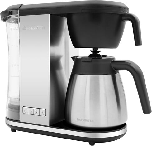 Bonavita Enthusiast 8 Cup Drip Coffee Brewer, Pour Over, SCA Certified Coffee Machine with Thermal Carafe, Stainless Steel Panel, Removable Reservoir, Matte Black in Kuwait