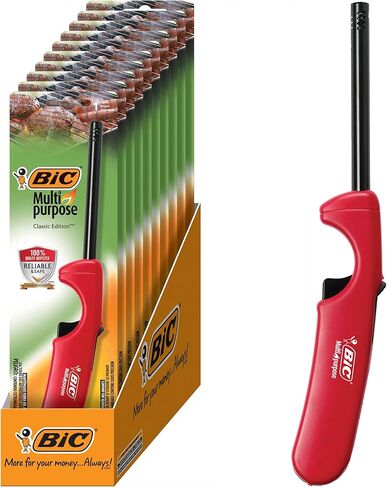 BIC Multi Purpose Lighter with Long Metal Wand, Classic Collection, Great Lighter for Candles, Grills and Fireplaces, 10 Count Pack of Lighters in Saudi Arabia
