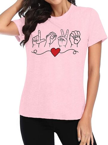 Valentines Day Shirts Women Love Sign T Shirt Love Graphic Tee Shirts Valentine Day Gifts for Her in Kuwait
