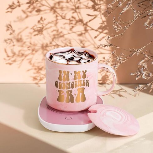LiqCool Godmother Proposal Gift, in My Godmother Era Coffee Mug Warmer, Godmother Gifts from Godchild, Will You Be My Godmother, Birthday Christmas for Godmother(12Oz, Pink) in Saudi Arabia