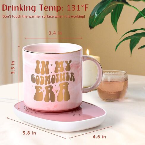 LiqCool Godmother Proposal Gift, in My Godmother Era Coffee Mug Warmer, Godmother Gifts from Godchild, Will You Be My Godmother, Birthday Christmas for Godmother(12Oz, Pink) in Saudi Arabia