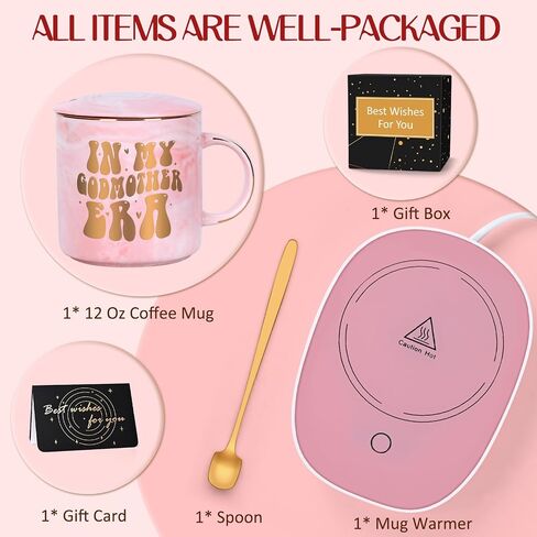 LiqCool Godmother Proposal Gift, in My Godmother Era Coffee Mug Warmer, Godmother Gifts from Godchild, Will You Be My Godmother, Birthday Christmas for Godmother(12Oz, Pink) in Saudi Arabia