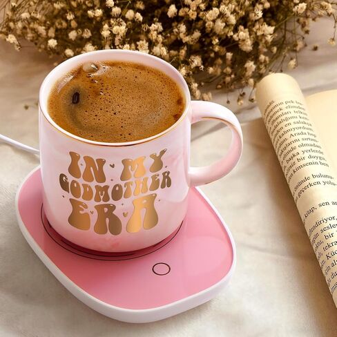 LiqCool Godmother Proposal Gift, in My Godmother Era Coffee Mug Warmer, Godmother Gifts from Godchild, Will You Be My Godmother, Birthday Christmas for Godmother(12Oz, Pink) in Saudi Arabia