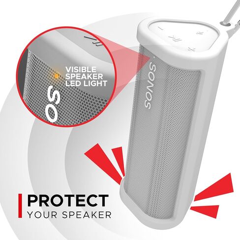 حقيبة حمل سيليكون واقية شديدة التحمل لجهاز Sonos Roam 2 | لون ابيض جديد | يتضمن الآن زر بلوتوث لـ Roam2 | قم بحماية مكبر صوت Bluetooth اللاسلكي الخاص بك باستخدام هذا الغطاء/الغطاء in Kuwait