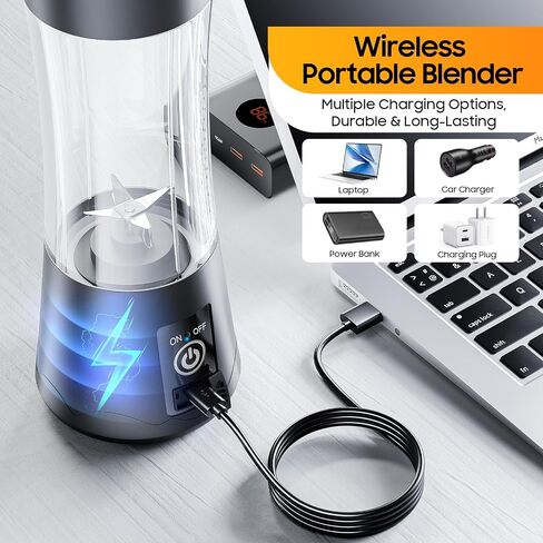 Portable Blender Personal Size Blender - Blender for Shakes and Smoothies, Mini Blender with 380Ml Travel Cup, Suit for Kitchen, Travel, Gym in Saudi Arabia