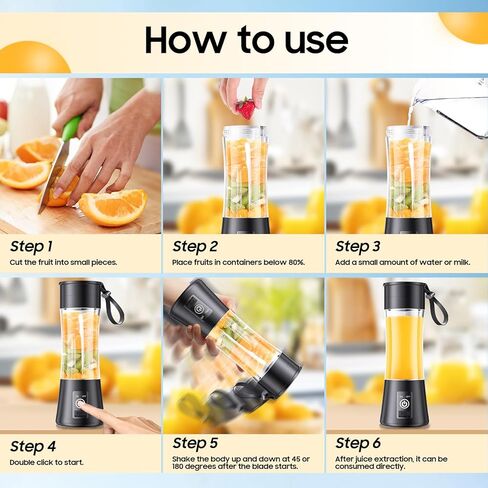Portable Blender Personal Size Blender - Blender for Shakes and Smoothies, Mini Blender with 380Ml Travel Cup, Suit for Kitchen, Travel, Gym in Saudi Arabia