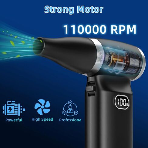 Compressed Air Duster Adjustable Wind Speed, 110000RPM 6000Mah Electric Air Duster, Replace Compressed Air Can, Rechargeable in Saudi Arabia