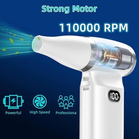 Compressed Air Duster Adjustable Wind Speed, 110000RPM 6000Mah Electric Air Duster, Replace Compressed Air Can, Rechargeable in Saudi Arabia