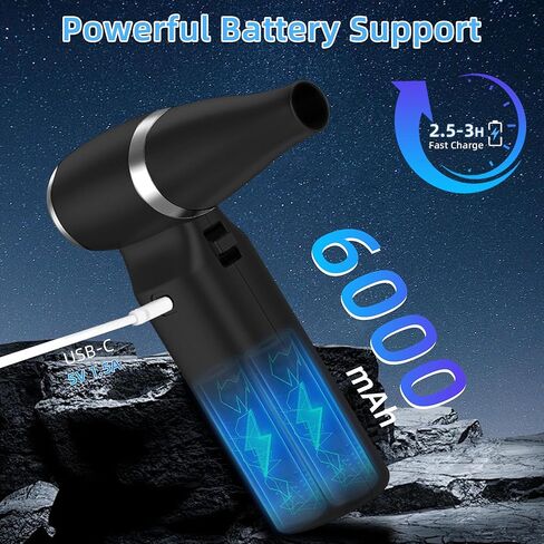 Compressed Air Duster Adjustable Wind Speed, 110000RPM 6000Mah Electric Air Duster, Replace Compressed Air Can, Rechargeable in Saudi Arabia