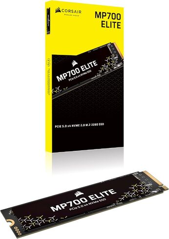 Corsair MP700 Elite 2TB PCIe 5.0 x4 NVMe M.2 SSD – Included Aluminum Heatsink – Up to 10,000MB/sec – High-Density 3D TLC NAND – M.2 2280 - DirectStorage Compatible – Black in Saudi Arabia