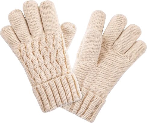 Kids Pompom Winter Beanie Hat Scart Gloves Set,Boys Girls Knitted Fleece Lined Woollen Hat for Children's Toddler 3-9 Years in Kuwait