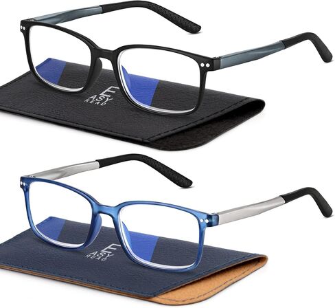 EASY READ 2 Pairs Sporty Style Reading Glasses for Men，Rectangular Blue Light Blocking Readers with Spring Hinge(Magnification 1.75, Tortoise/Gradient Blue) in Saudi Arabia