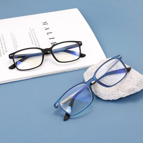 EASY READ 2 Pairs Sporty Style Reading Glasses for Men，Rectangular Blue Light Blocking Readers with Spring Hinge(Magnification 1.75, Tortoise/Gradient Blue) in Saudi Arabia