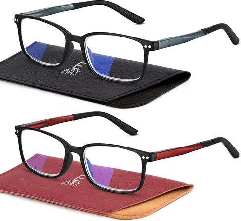 EASY READ 2 Pairs Sporty Style Reading Glasses for Men，Rectangular Blue Light Blocking Readers with Spring Hinge(Magnification 1.75, Tortoise/Gradient Blue) in Saudi Arabia
