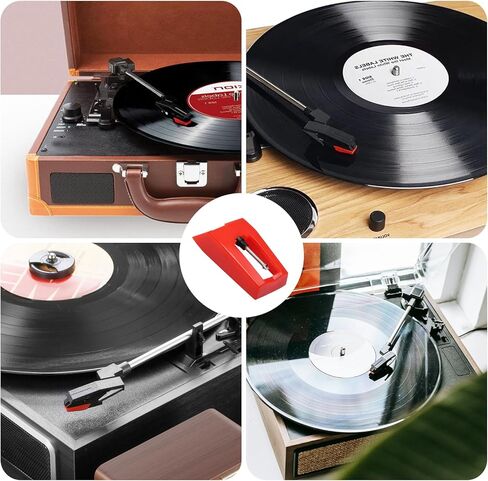 BokWin 4 Pack Record Player Needle Vinyl Needle Replacement Compatible with ION, Jenson, Crosley, Victrola, Sylvania Turntable, Phonograph LP Vinyl Player(Red and Gold） in Saudi Arabia