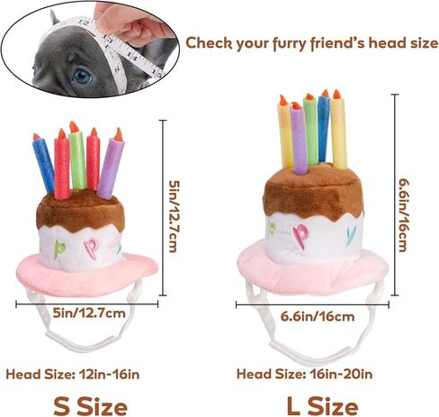 YOUEON 2 Pack Cute Dog Birthday Hats, Pink Candle Cake & Green Fruit Cake, Cat Birthday Hat, Plush Pet Birthday Cake Hat for Cats, Small & Medium Dogs Birthday Party (Large) in Saudi Arabia