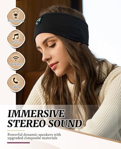 Sleep Headphones Headband, Wireless Sleeping Earbuds Earphones Sweat Resistant with Ultra-Thin HD Stereo Speaker, Bluetooth 5.2 for Workout Running Cool Gadgets Unique Gifts for Men Women in Kuwait