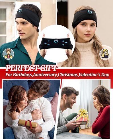 Sleep Headphones Headband, Wireless Sleeping Earbuds Earphones Sweat Resistant with Ultra-Thin HD Stereo Speaker, Bluetooth 5.2 for Workout Running Cool Gadgets Unique Gifts for Men Women in Kuwait