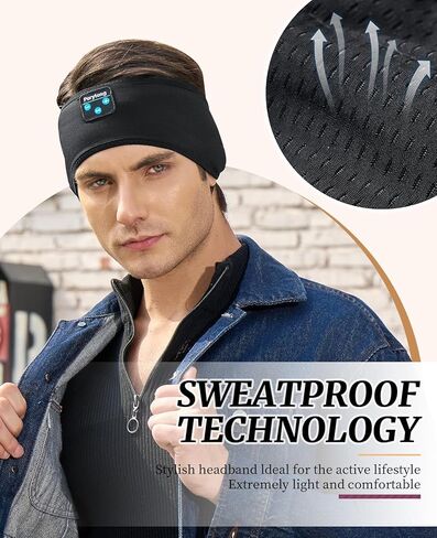 Sleep Headphones Headband, Wireless Sleeping Earbuds Earphones Sweat Resistant with Ultra-Thin HD Stereo Speaker, Bluetooth 5.2 for Workout Running Cool Gadgets Unique Gifts for Men Women in Kuwait