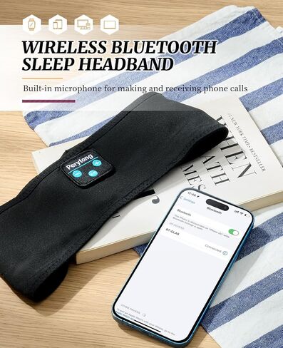 Sleep Headphones Headband, Wireless Sleeping Earbuds Earphones Sweat Resistant with Ultra-Thin HD Stereo Speaker, Bluetooth 5.2 for Workout Running Cool Gadgets Unique Gifts for Men Women in Kuwait