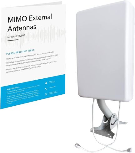 طقم هوائي لوحة MIMO من Waveform | +9 ديسيبل كسب | 600-2700 ميجاهيرتز | لشبكات الجيل الثالث 3G، و4G LTE، ومودم 5G، وأجهزة التوجيه، ومعززات الخلايا | محولات TS9 وSMA وU.FL (مجموعة التثبيت على الحائط مع كابلات مقاس 15 بوصة + محولات) in Kuwait