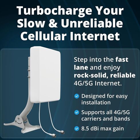 طقم هوائي لوحة MIMO من Waveform | +9 ديسيبل كسب | 600-2700 ميجاهيرتز | لشبكات الجيل الثالث 3G، و4G LTE، ومودم 5G، وأجهزة التوجيه، ومعززات الخلايا | محولات TS9 وSMA وU.FL (مجموعة التثبيت على الحائط مع كابلات مقاس 15 بوصة + محولات) in Kuwait