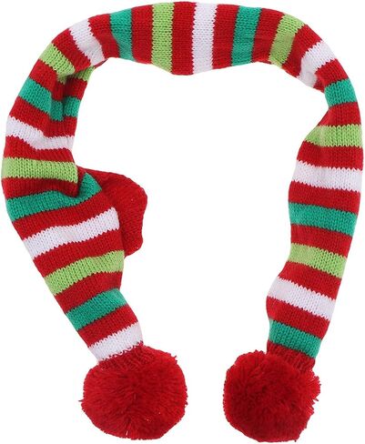 POPETPOP Dog Christmas Scarf - Dog Santa Scarf - Warm Striped Pet Winter Christmas Holiday Scarf in Green and Red for Dog Cat Pet Xmas Costume Accessories - Size M in Saudi Arabia