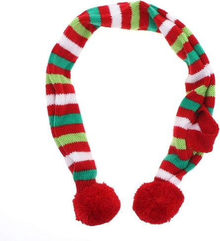 POPETPOP Dog Christmas Scarf - Dog Santa Scarf - Warm Striped Pet Winter Christmas Holiday Scarf in Green and Red for Dog Cat Pet Xmas Costume Accessories - Size M in Saudi Arabia