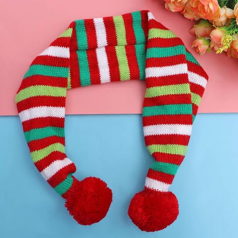 POPETPOP Dog Christmas Scarf - Dog Santa Scarf - Warm Striped Pet Winter Christmas Holiday Scarf in Green and Red for Dog Cat Pet Xmas Costume Accessories - Size M in Saudi Arabia