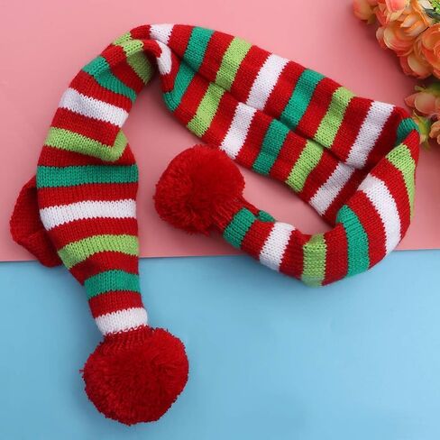 POPETPOP Dog Christmas Scarf - Dog Santa Scarf - Warm Striped Pet Winter Christmas Holiday Scarf in Green and Red for Dog Cat Pet Xmas Costume Accessories - Size M in Saudi Arabia